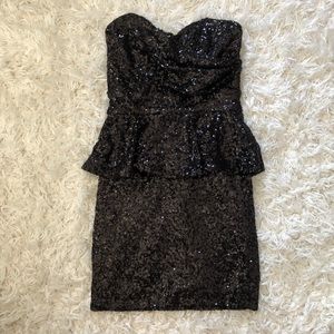 Black Sequin Fitted Dress